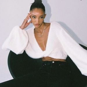 NWT cropped white sweater